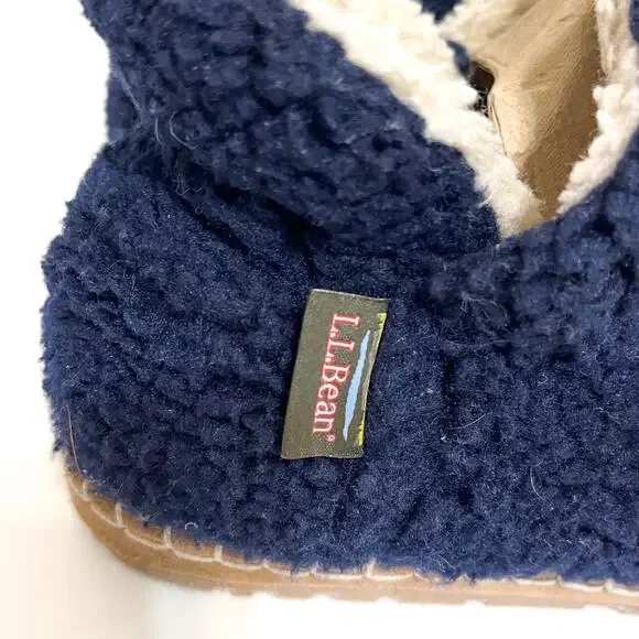LL Bean Cozy Slipper Women Booties Shoes Size 7 Blue Pile Sherpa Fleece #507186 - Picture 6 of 8